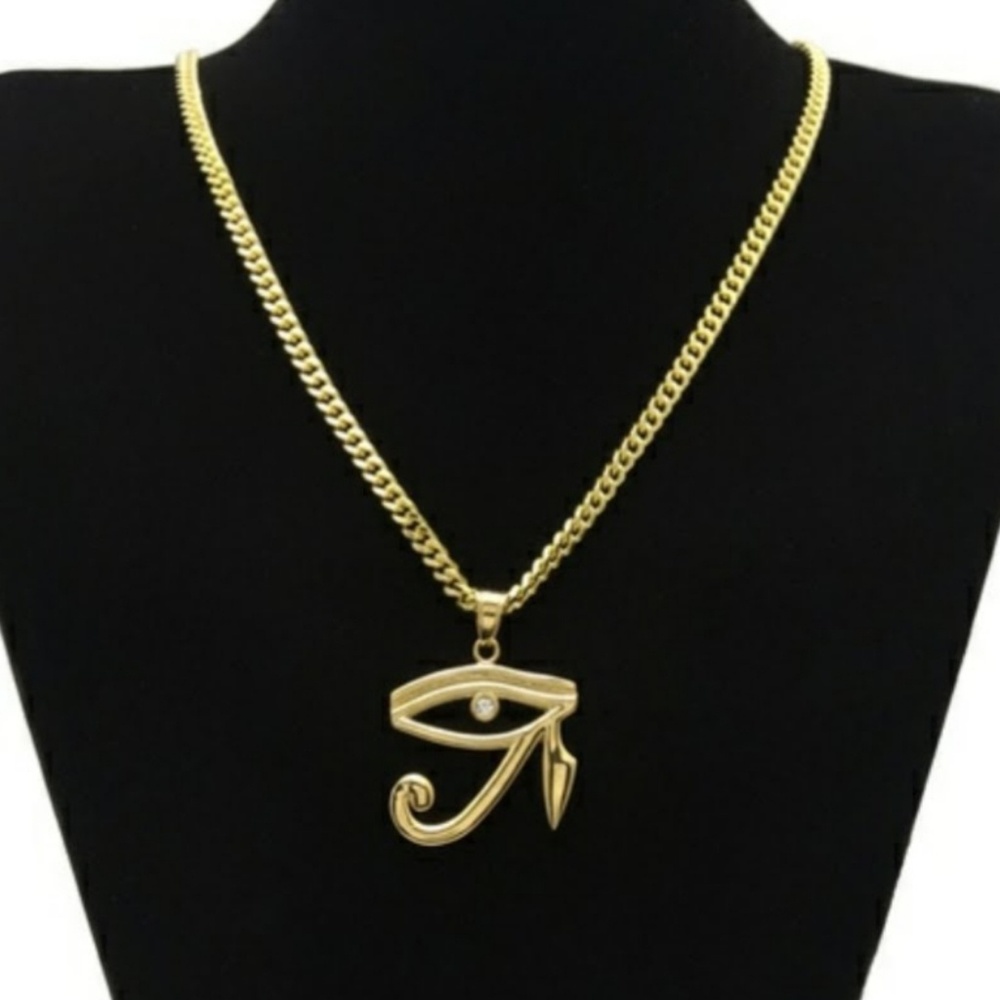 Gold Tone Stainless steel Anhk W/ 24" Chain